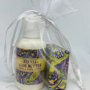 Greenwich Bay Trading Co. Zinnia Aloe Shea Butter Soap and Lotion Gift Set