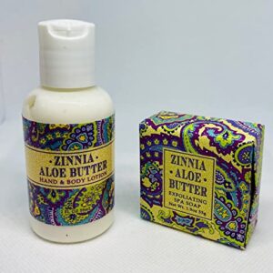 Greenwich Bay Trading Co. Zinnia Aloe Shea Butter Soap and Lotion Gift Set