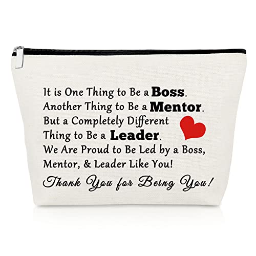 Mentor Appreciation Gift Boss Thank You Gifts Makeup Pouch Bag Leader Boss Day Gift Retirement Birthday Gift for Boss Lady Manager Office Farewell Gifts Leaving Away Gift New Job Gift Christmas Gift