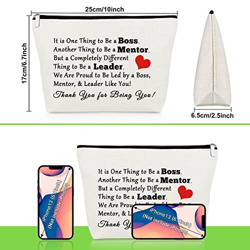 Mentor Appreciation Gift Boss Thank You Gifts Makeup Pouch Bag Leader Boss Day Gift Retirement Birthday Gift for Boss Lady Manager Office Farewell Gifts Leaving Away Gift New Job Gift Christmas Gift