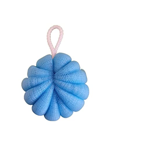 INGVY Dry Brushing Body Brush Thicken Bath Ball Exfoliating Scrubber Shower Mesh Foaming Body Back Skin Cleaning Tool Bathroom Accessories Exfoliating Sponge (Color : Blue)