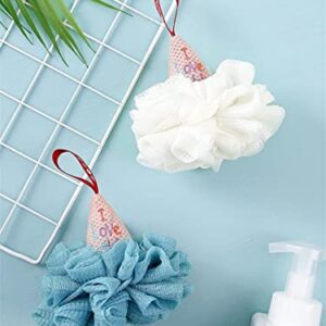 INGVY Dry Brushing Body Brush Soft Shower Mesh Foaming Sponge Body Scrub Exfoliating Back Brush Skin Cleaner Bath Bubble Ball Skin Care Bathing Accessories (Color : White)