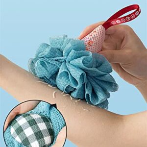 INGVY Dry Brushing Body Brush Soft Shower Mesh Foaming Sponge Body Scrub Exfoliating Back Brush Skin Cleaner Bath Bubble Ball Skin Care Bathing Accessories (Color : White)