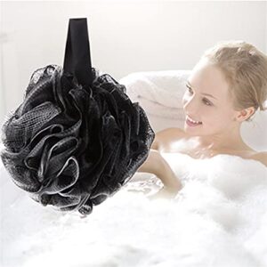 INGVY Dry Brushing Body Brush Bamboo Charcoal Bath Ball Black Shower Loofah Sponge Mesh Pouf Body Scrubber