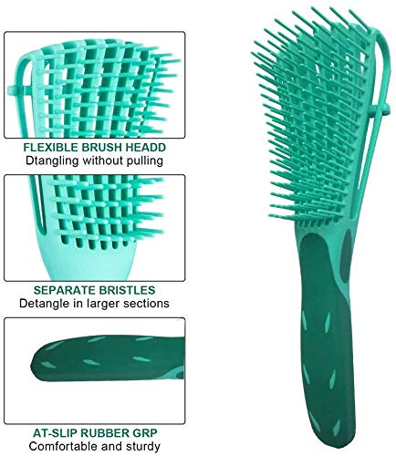 Detangling Hair Brush for Thick Hair,African American Hair Brush for Women Detangler Brush for Curly Hair,Natural Black Hair,3a/4b/4c Hair and Fine Hair for Kids and Women(Green)