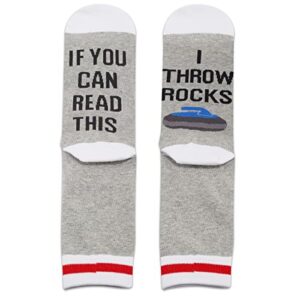 tsotmo curling socks ice curling gift for rock curlers i throw rocks socks curling coach player gift curling sports gift for curling fans (throw rocks)