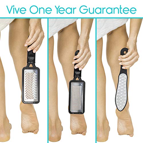 Vive Foot File (3 Pack) - Callus Remover Pedicure Tool Kit for Men, Women Care - Dead Skin Heel Scrub Shaver and Rough Patch Eliminator Remover for Dry and Wet Toe and Feet Peel - Rasp Scrubber Blade