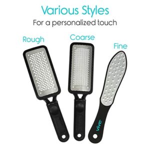 Vive Foot File (3 Pack) - Callus Remover Pedicure Tool Kit for Men, Women Care - Dead Skin Heel Scrub Shaver and Rough Patch Eliminator Remover for Dry and Wet Toe and Feet Peel - Rasp Scrubber Blade