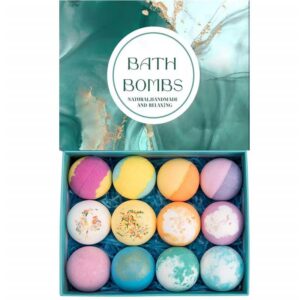 12 Pack Bath Bombs Gift Set Natural and Organic Bath Bombs with Shea Butter, Coconut Oil, Essential Oils and 12Relaxing Botanic Scents. Bath Bombs for Women, Easter Gifts for Women, Girls and Kids