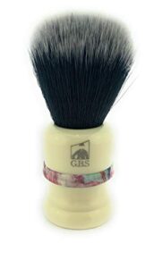 g.b.s classic synthetic shaving brush-vegan for men’s, creates lather safety razor, wet shaver’s choice soft bristles pack 1 (ivory with color stripe) 21 mm knot 100 mm (4″ all)