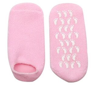 nenb moisturizing socks with spa quality gel for dry cracked heels and toes get itchy feet relief with an overnight treatment of soothing lavender and essential oils (pink color with floor grips)