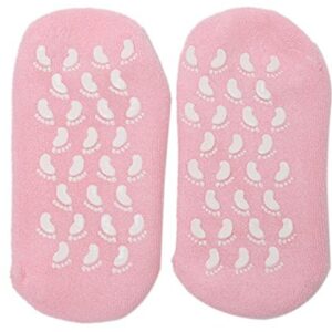 NENB Moisturizing Socks with Spa Quality Gel for Dry Cracked Heels and Toes Get Itchy Feet Relief With an Overnight Treatment of Soothing Lavender and Essential Oils (Pink Color with Floor Grips)