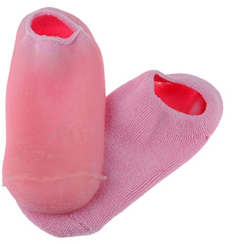 NENB Moisturizing Socks with Spa Quality Gel for Dry Cracked Heels and Toes Get Itchy Feet Relief With an Overnight Treatment of Soothing Lavender and Essential Oils (Pink Color with Floor Grips)