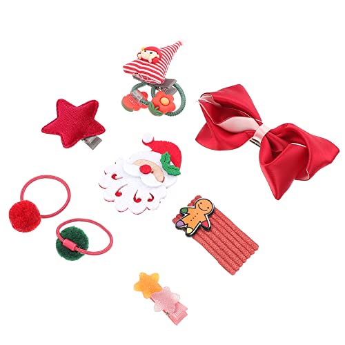 KALLORY 1 set Pin Women Elastic Year Ropes Barrettes Bow Ties Red Christmas Barrette Ring Xmas Girls Party Scrunchies New Hairpin Pom Santa Bows Band Man Rings for Holiday Clips :