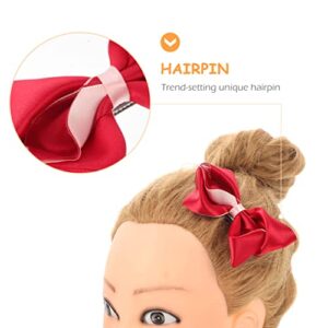 KALLORY 1 set Pin Women Elastic Year Ropes Barrettes Bow Ties Red Christmas Barrette Ring Xmas Girls Party Scrunchies New Hairpin Pom Santa Bows Band Man Rings for Holiday Clips :