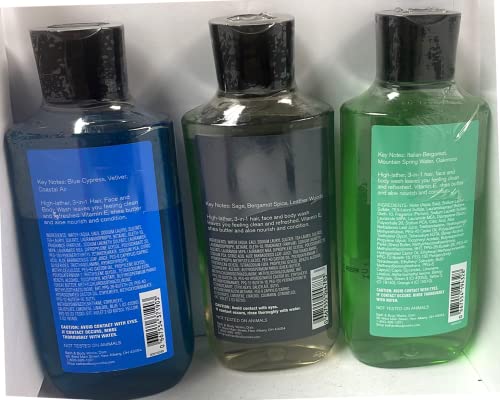 Bath and Body Works 3 Pack 2-in-1 Hair + Body Wash Freshwater, Graphite and Ocean. 10 Oz.