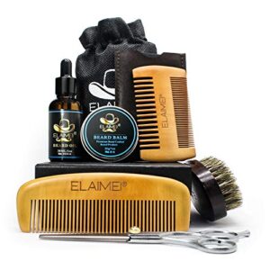 beard grooming & trimming kit for men care – beard brush, beard comb, beard oil 30ml, mustache & beard balm butter wax 30g, barber scissors,men beard
