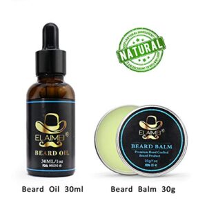 Beard Grooming & Trimming Kit for Men Care - Beard Brush, Beard Comb, Beard Oil 30ml, Mustache & Beard Balm Butter Wax 30g, Barber Scissors,Men Beard