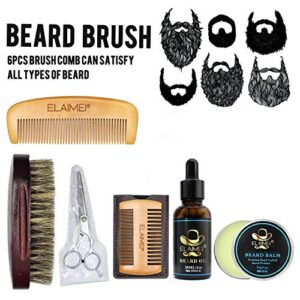 Beard Grooming & Trimming Kit for Men Care - Beard Brush, Beard Comb, Beard Oil 30ml, Mustache & Beard Balm Butter Wax 30g, Barber Scissors,Men Beard