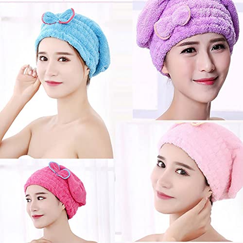 Microfiber Hair Drying Caps - Extrame Soft & Ultra Absorbent, Coral Fleece Quick Drying Cap for Curly Thick Hair Hair Turban Wrap Towels Shower Cap for Girls and Women