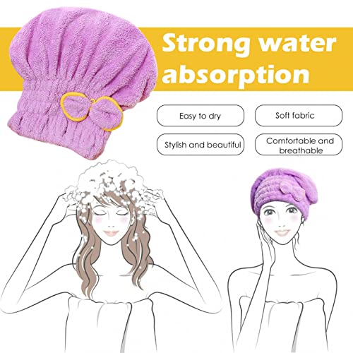 Microfiber Hair Drying Caps - Extrame Soft & Ultra Absorbent, Coral Fleece Quick Drying Cap for Curly Thick Hair Hair Turban Wrap Towels Shower Cap for Girls and Women
