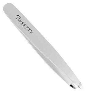 tweezty slanted tweezers – stainless steel tweezers best precision silver tweezers for eyebrows