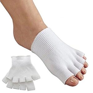 Bcurb Toe Gel-Lined Compression Socks (2 Pair) Toes Separating Therapeutic Moisturizes Dry Feet Hard Cracked Skin. (White, Medium)