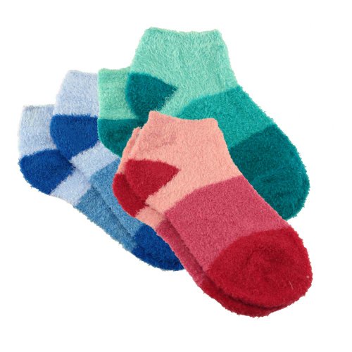 Aloe Socks, Bed Socks/Spa Socks for Women, Large Fuzzy Soft Aloe Infused Nylon Ankle Socks, Assortment A, 3 Pairs