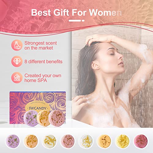 Aromatherapy Shower Steamers Christmas Gifts Set - Swcandy 8 Pcs Bath Bombs Gifts for Women, Shower Bombs with Essential Oils Relaxation Gifts for Home SPA, Melts for Women Who Has Everything