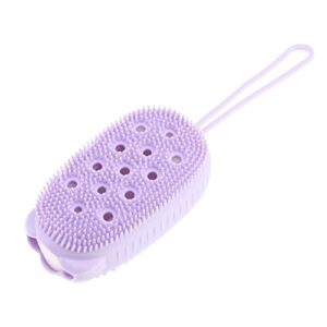 ingvy dry brushing body brush silicone sponge bath shower rub bath shower wash body pot sponge scrubber (color : purple)