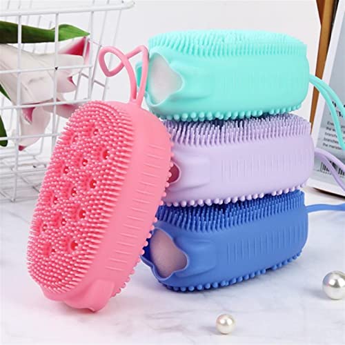 INGVY Dry Brushing Body Brush Silicone Sponge Bath Shower Rub Bath Shower Wash Body Pot Sponge Scrubber (Color : Purple)