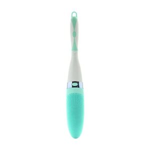 ingvy dry brushing body brush electric long handle silicone bath brush shower massager clean vibration brush (color : green)