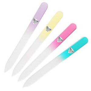 glass files for nails, glass fingernail files, manicure nail care, gentle precision filing, expertly shape nails & enjoy a smooth finish – bona fide beauty 4-piece pastel premium czech