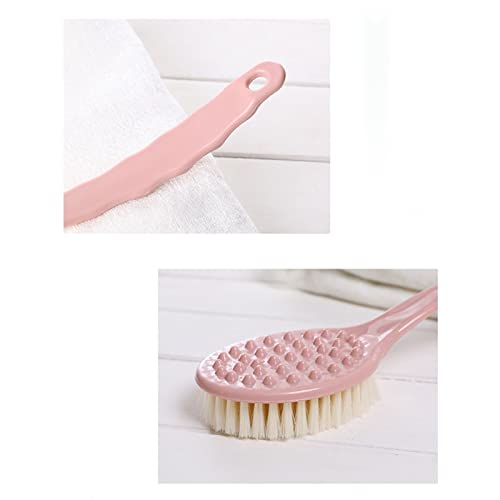 INGVY Dry Brushing Body Brush Bath Brush Back Body Bath Shower Sponge Scrubber Brushes with Handle Exfoliating Scrub Skin Massager Exfoliation Bathroom Brush (Color : Pink)