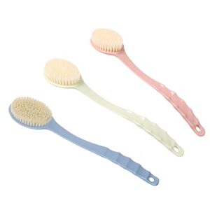 INGVY Dry Brushing Body Brush Bath Brush Back Body Bath Shower Sponge Scrubber Brushes with Handle Exfoliating Scrub Skin Massager Exfoliation Bathroom Brush (Color : Pink)