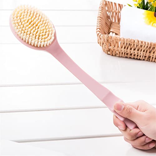 INGVY Dry Brushing Body Brush Bath Brush Back Body Bath Shower Sponge Scrubber Brushes with Handle Exfoliating Scrub Skin Massager Exfoliation Bathroom Brush (Color : Pink)