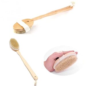 INGVY Dry Brushing Body Brush Natural Long Wood Wooden Body Brush Massager Bath Shower Back Spa Scrubber Natural Wood Bath Body Brush Cleaning Tool