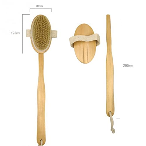 INGVY Dry Brushing Body Brush Natural Long Wood Wooden Body Brush Massager Bath Shower Back Spa Scrubber Natural Wood Bath Body Brush Cleaning Tool