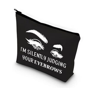 bdpwss esthetician makeup bag makeup artist gift i’m silently judging your eyebrows funny gift for beautician cosmetologist beauty stylist gift (judging your eyebrows bl)