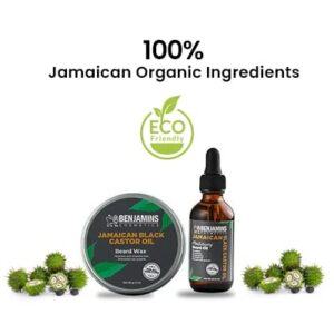 Jamaican Black Castor Oil Beard Care Wax and Oil for Men Mustaches Growth, Soften, Moisturizing, Strength, Stocking Stuffers Gifts for Him Man Dad Father Boyfriend