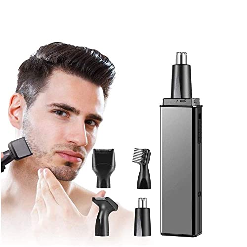 ELORES Ear and Nose Hair Trimmer for Men & Women, 4 in 1 Electric Eyebrow Trimmer Painless Nose Clippers Facial Hair Remover Waterproof with Dual Edge Blades