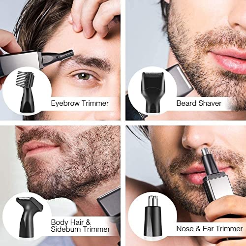 ELORES Ear and Nose Hair Trimmer for Men & Women, 4 in 1 Electric Eyebrow Trimmer Painless Nose Clippers Facial Hair Remover Waterproof with Dual Edge Blades