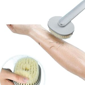 INGVY Dry Brushing Body Brush Long Handle Liquid Bath Brush Bathroom Body Brushes Body Back Bath Shower Sponge Exfoliating Scrub Massager Skin Cleaning Gadget (Color : Gray)