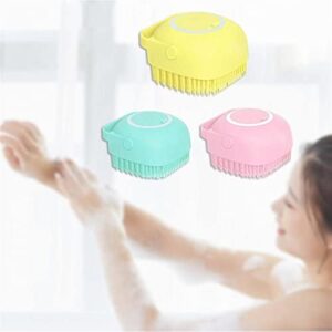 INGVY Dry Brushing Body Brush Silicone Fast Foaming Brush Cute Magic Brush Full Body Massage Bathroom Accessory Pet Shower Brush Replaceable Body Washclothes (Color : Yellow)