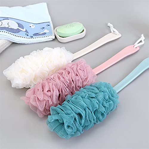 INGVY Dry Brushing Body Brush Long Handle Hanging Soft Mesh Back Body Bath Shower Scrubber Brush Sponge for Bathroom Shower Brush (Color : Blue)