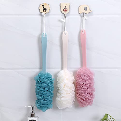 INGVY Dry Brushing Body Brush Long Handle Hanging Soft Mesh Back Body Bath Shower Scrubber Brush Sponge for Bathroom Shower Brush (Color : Blue)