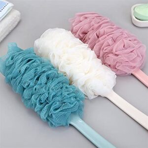 INGVY Dry Brushing Body Brush Long Handle Hanging Soft Mesh Back Body Bath Shower Scrubber Brush Sponge for Bathroom Shower Brush (Color : Blue)