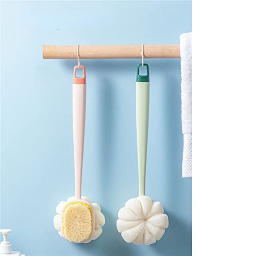 INGVY Dry Brushing Body Brush Enlarge Sponge Long Hanlde Soft Hair Bath Brush Doubleside Rub Cleaning Shower Brush Back Scrubber Exfoliating Cleaning Tool (Color : Green)