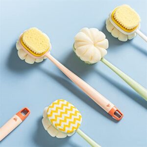 INGVY Dry Brushing Body Brush Enlarge Sponge Long Hanlde Soft Hair Bath Brush Doubleside Rub Cleaning Shower Brush Back Scrubber Exfoliating Cleaning Tool (Color : Green)