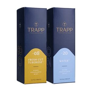 trapp 3.4 fl oz white floral variety fragrance mist, set of 2 – includes no. 08 fresh cut tuberose and no. 20 water, scented room spray